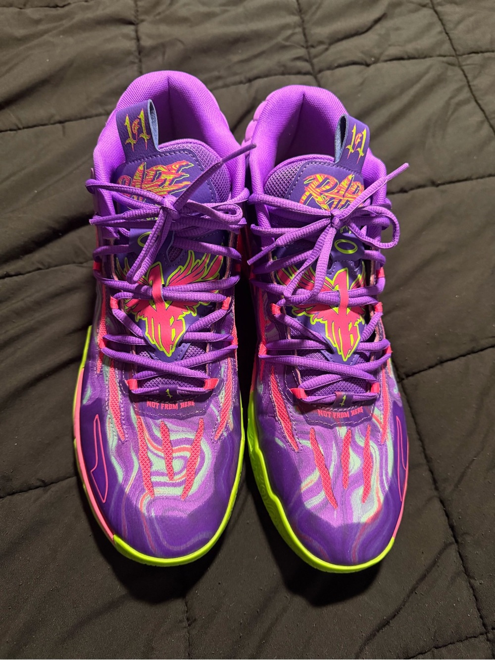Puma Men’s Purple Athletic Shoes with Neon Green and Pink Accents
